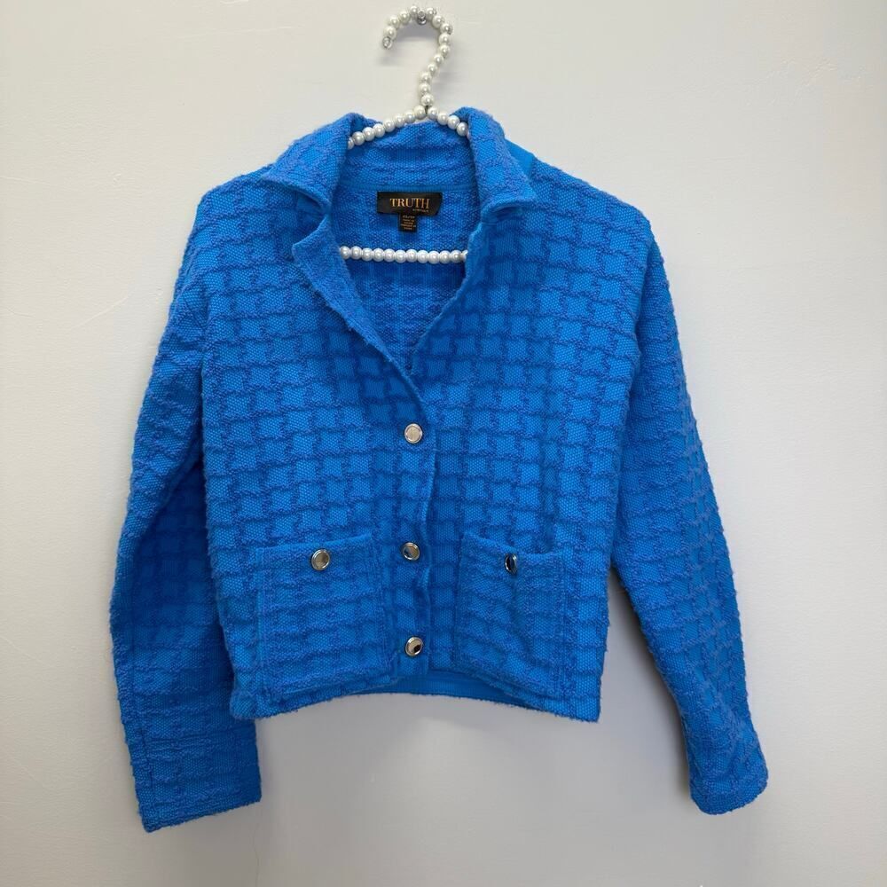 truth by Republic textured woven knit tweed classic chic blazer 🟠